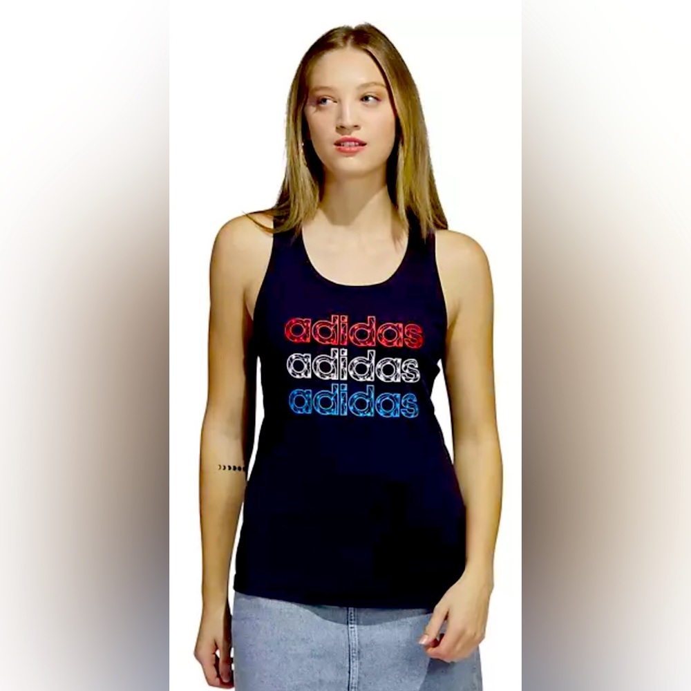 Adidas Women's American Print Tank Top - Navy - Medium - BNWT